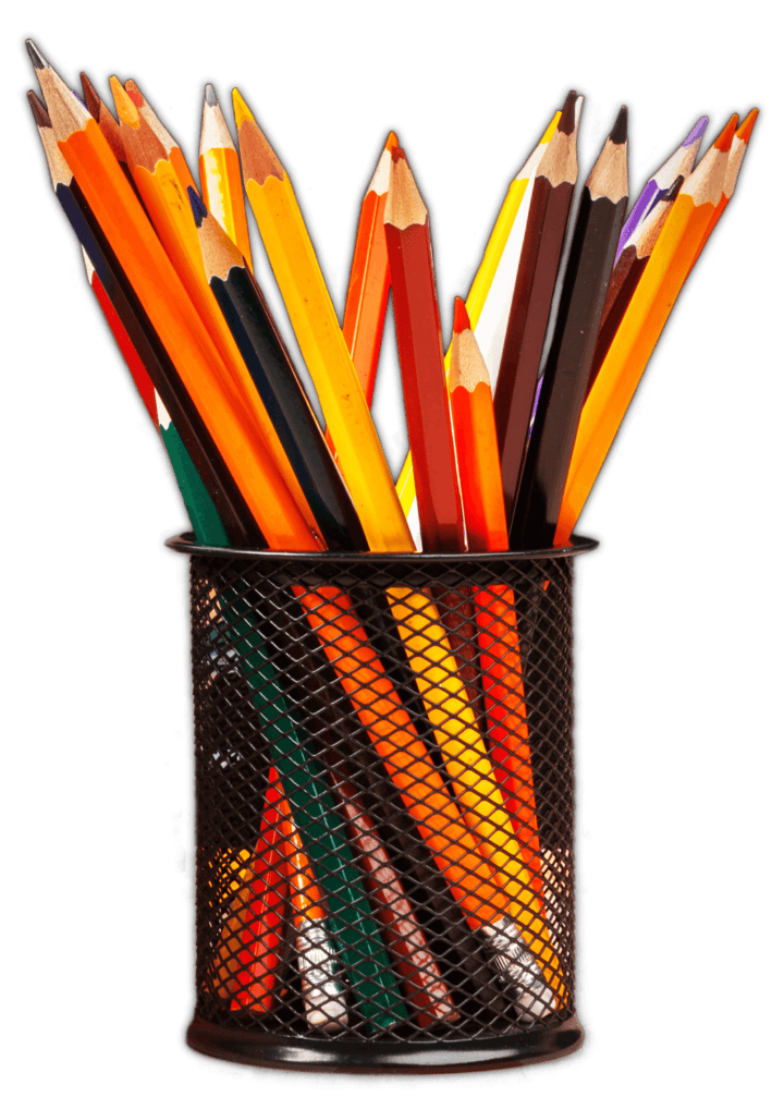 pencils in metal cup